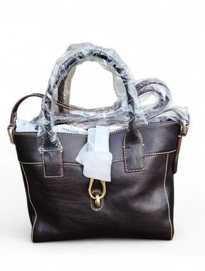 Dooney & Brourke  Dark Brown Leather Tote Handbag - Women Bags